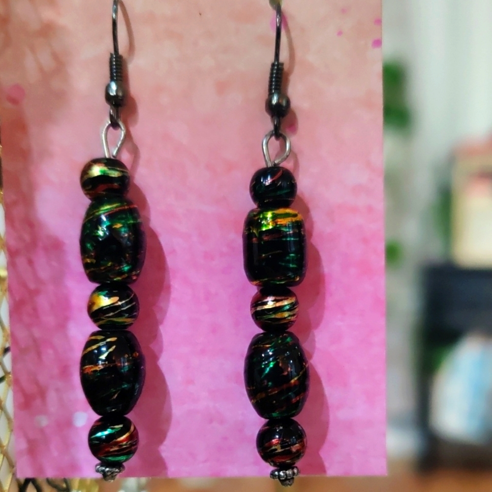 🌷 colorful Glass Drop Earrings